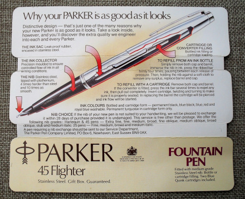 Parker 45 Flighter 1979 leaflet front.jpg