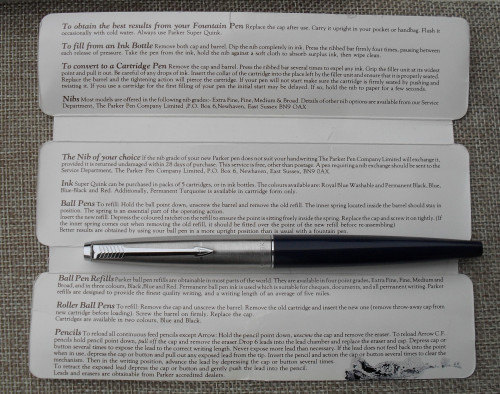 Parker 45 Special CT leaflet rear - the pen is a Classic.jpg