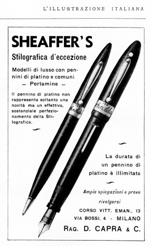SHEAFFER – 1933.10.29 – Stilografica e Portamine Balance Autograph – L’Illustrazione Italiana – Anno LX, N. 44, pag. 658.jpg (480.96 KiB) Visto 6010 volte SHEAFFER – 1933.10.29 – Stilografica e Portamine Balance Autograph – L’Illustrazione Italiana – Anno LX, N. 44, pag. 658