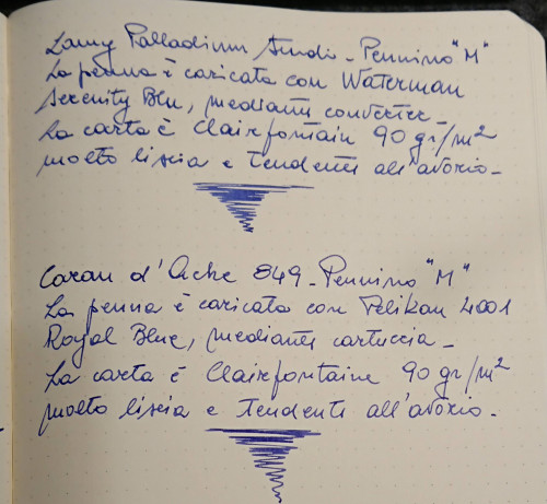 I due inchiostri a confronto, su penne dal flusso abbondante