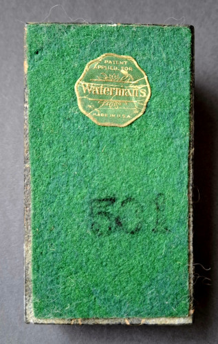 16. W7DS. Green felt with base model number and Waterman's green and gold stick.jpg