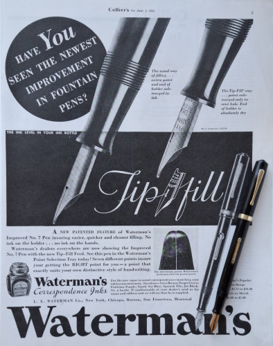 14. WATERMAN - 1933.06 – Improved No. 7 Pen with Tip-Fill Feed & Correspondence Inks - Collier's magazine - pag.3 with Pen.jpg