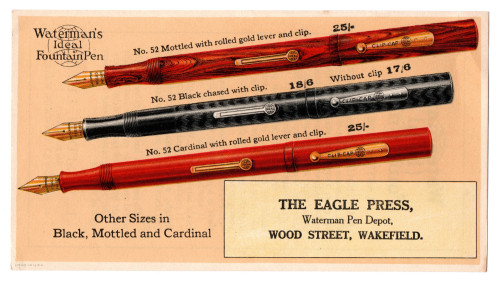 z 55. WATERMAN'S - N° 52 Mottled, Black chased and Cardinal. Circa 1925. By L.G. SLOAN, Ltd (FRONT).jpg