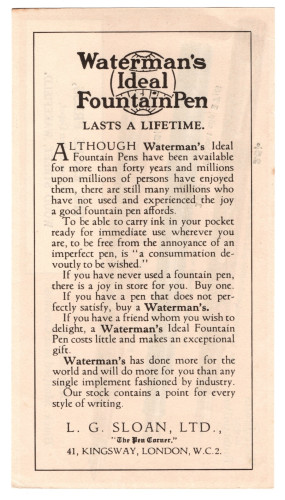 z 56. WATERMAN'S - N° 52 Mottled, Black chased and Cardinal. Circa 1925. By L.G. SLOAN, Ltd (BACK).jpg