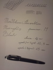 Questa è il suo tratto e alcune informazioni (inchiostro Montblanc, ovviamente). Perdonate la mediocre calligrafia.