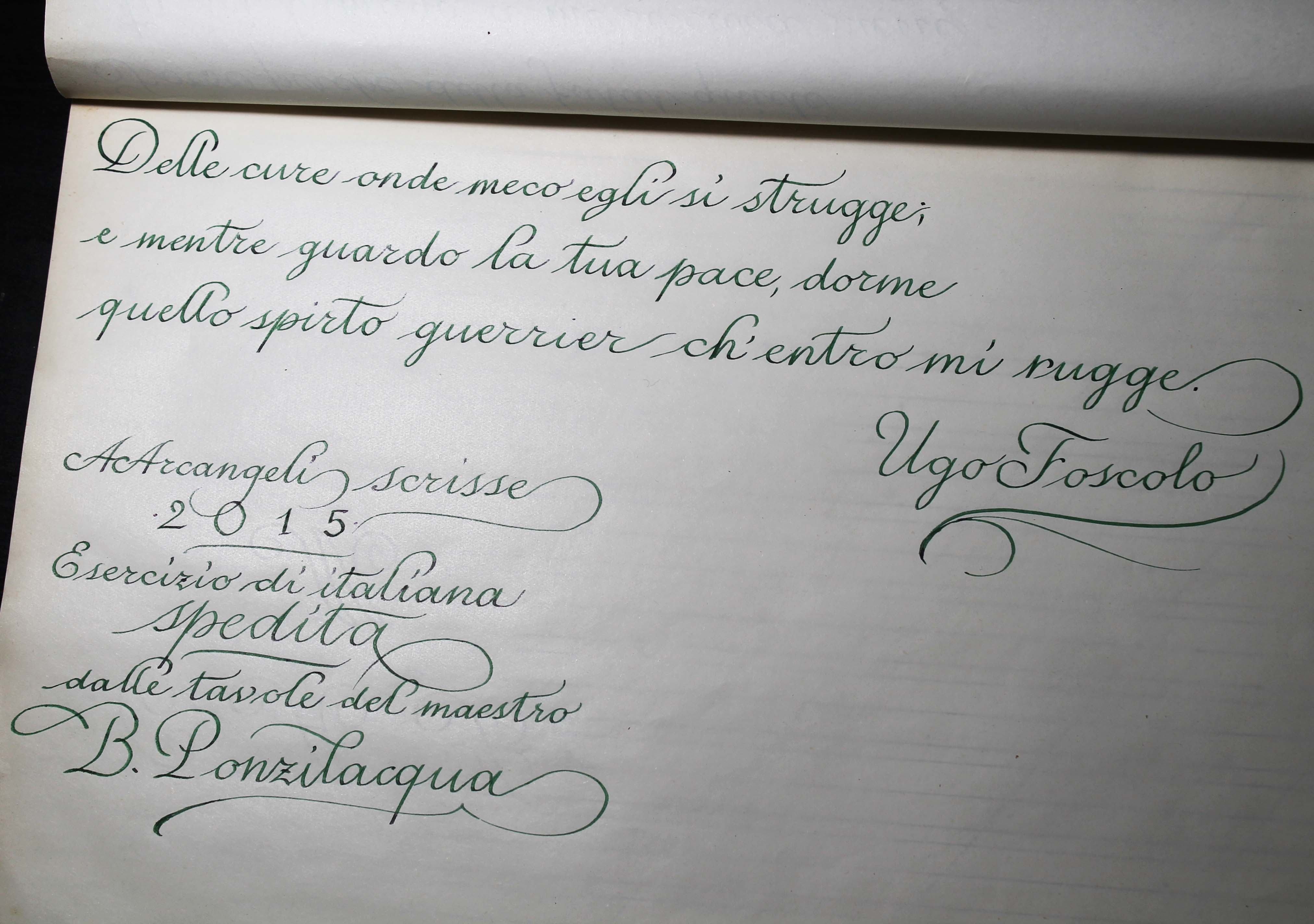 seconda pagina di italiana spedita, realizzata come la prima con una lamy 1.1mm caricata con emerald parker green