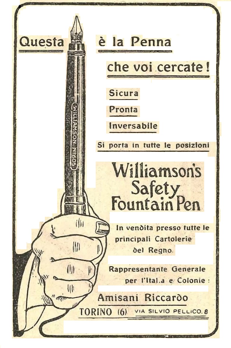 7. WILLIAMSON - n.605 -  1923-08-01 - La Lettura - Anno XXIII - N.8 - pag.V delle ads.jpg