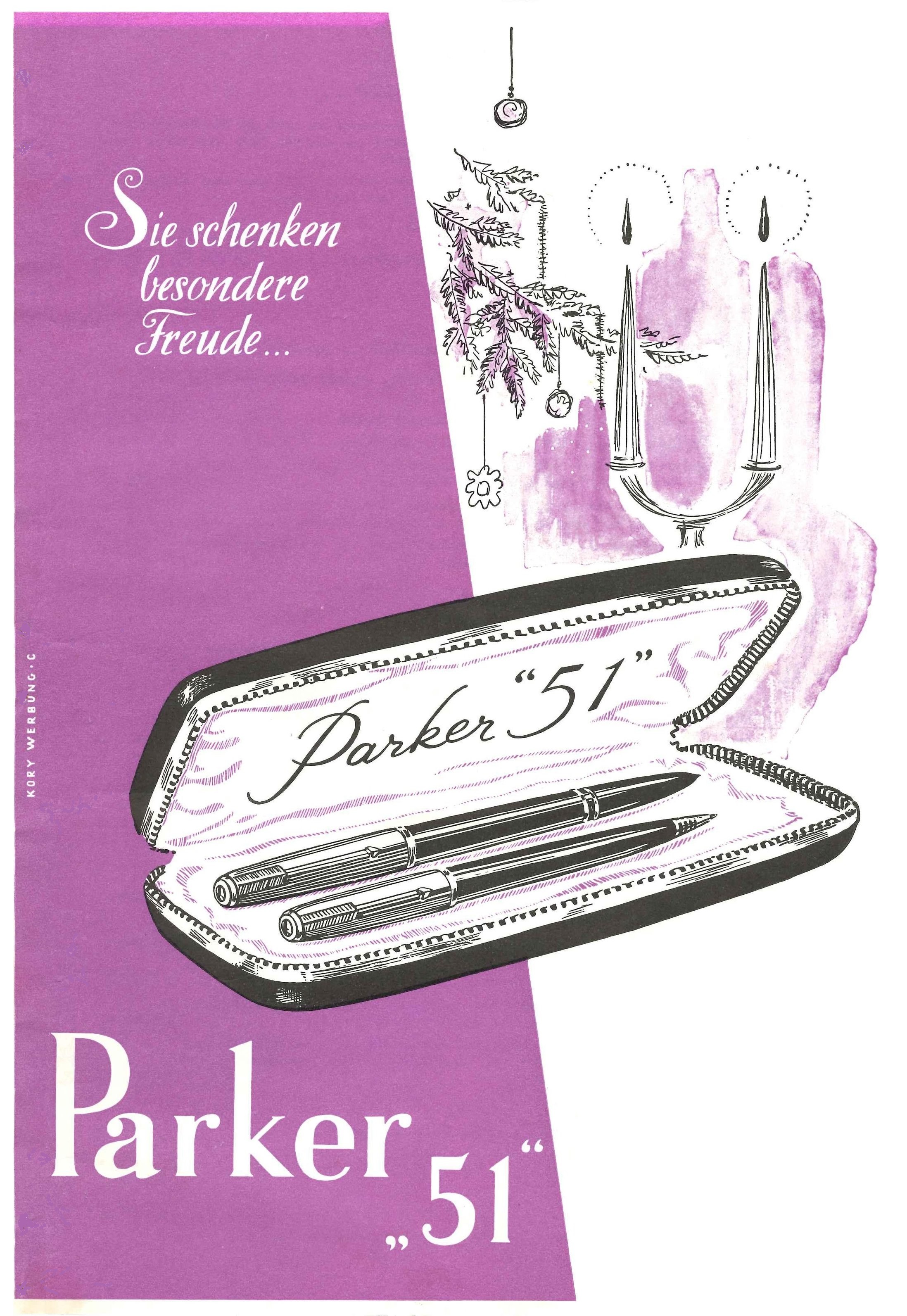 PARKER - 51 e penna a sfera Pubblicità fronte - Austria probabilmente Natale 1957..jpg