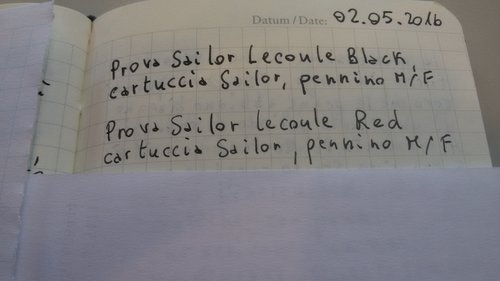 Test scrittura Sailor Lecoule M/F Red e Black