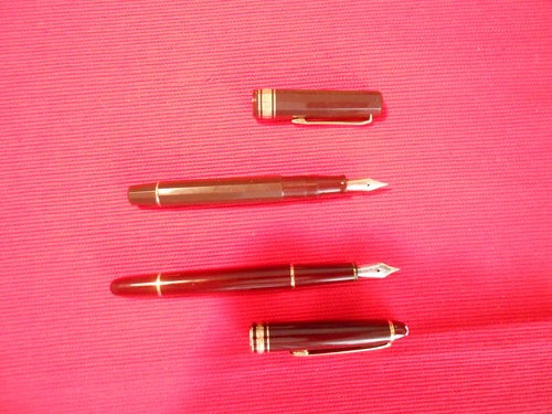 Omas 555F e Montblanc Meisterstuck aperte