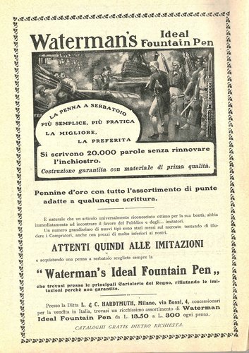 WATERMAN'S IDEAL - 1908-11. LA LETTURA - Rivista Mensile del Corriere della Sera - ANNO VIII - N.11 - Novembre 1908.jpg (2.31 MiB) Visto 3919 volte WATERMAN'S IDEAL - 1908-11. LA LETTURA - Rivista Mensile del Corriere della Sera - ANNO VIII - N.11 - Novembre 1908