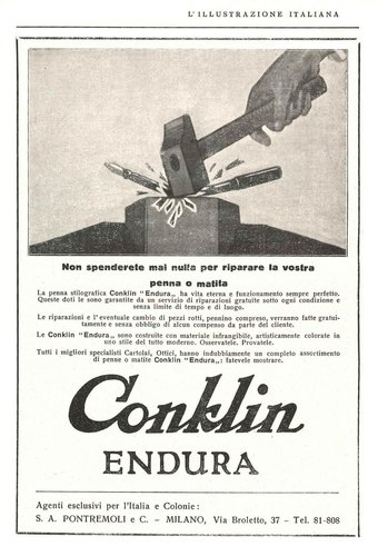 15. CONKLIN - Endura - 1930-03-09. L'Illustrazione Italiana - Anno LVII - N.10, pag.378..jpg (809.59 KiB) Visto 6440 volte CONKLIN - Endura - 1930-03-09. L'Illustrazione Italiana - Anno LVII - N.10, pag.378