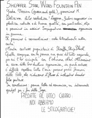 Prova di scrittura su carta Fabriano Ecoqua: passate al Lato Chiaro!, noi abbiamo le stilografiche!