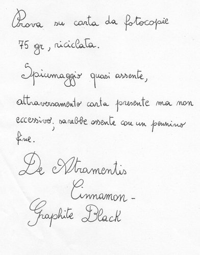 De Atramentis Cinnamon 2.jpg (381.36 KiB) Visto 1980 volte Prova su carta da fotocopie 75 gr. riciclata