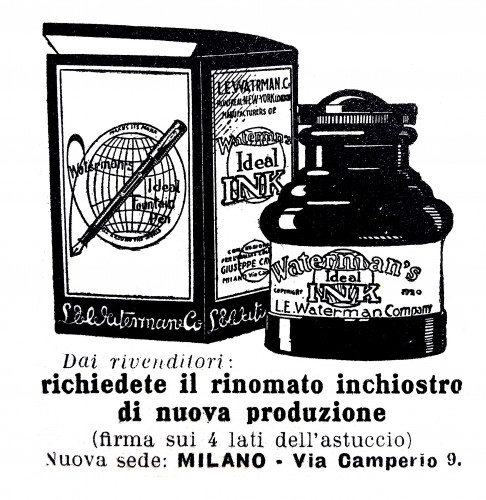1. WATERMAN – INK - 1933-11-12. La Domenica del Corriere. Anno XXXV n.46, pag.7.jpg (1.39 MiB) Visto 5267 volte WATERMAN – INK – 1933.11.12. La Domenica del Corriere. Anno XXXV n.46, pag.7