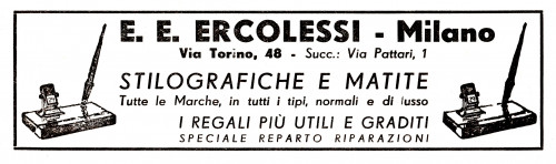 6. ERCOLESSI - Generica Marca. 1935.12.08. Radiocorriere. Settimanale dell'EIAR pag.28.jpg (674.16 KiB) Visto 5267 volte ERCOLESSI - Generica Marca. 1935.12.08. Radiocorriere. Settimanale dell'EIAR pag.28