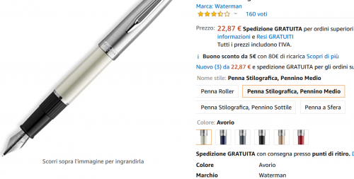 Screenshot_2020-09-08 Waterman Emblème Penna Stilografica, Rossa con Finiture Cromate, Pennino Medio con Cartuccia di Inchi[...].png