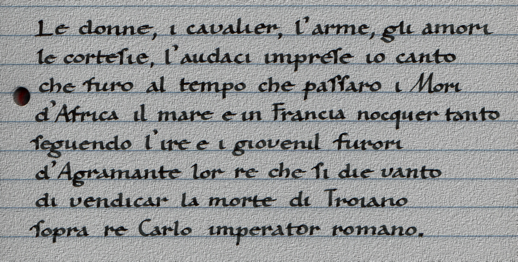 Orlando Furioso corsivo umanistico