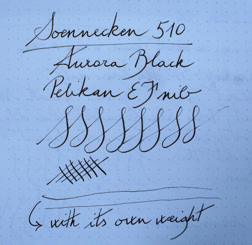 Soennecken 510 - write test with Pelikan 14 ct EF nib.JPG